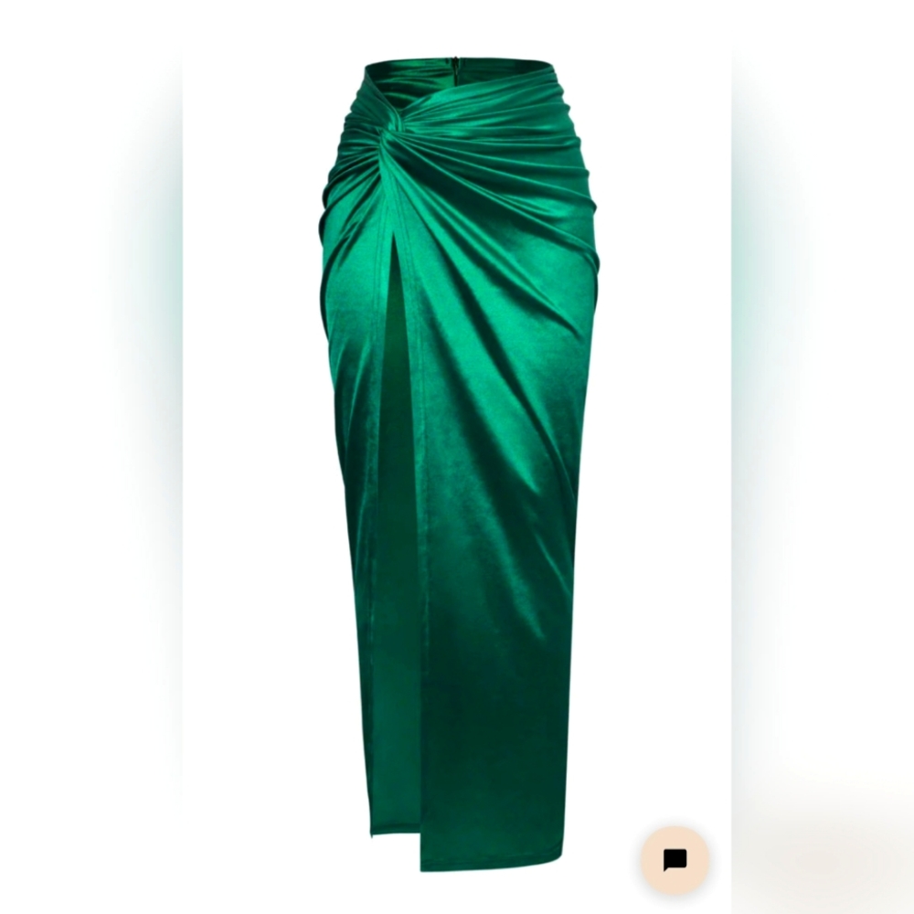 Twist Detail High Slit Midi Skirt